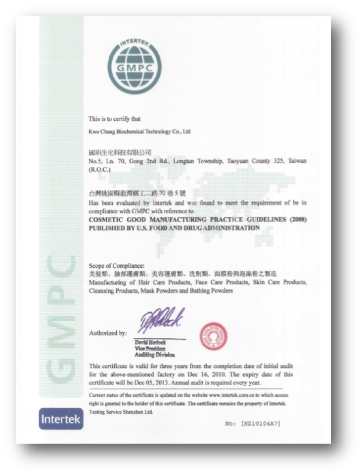 BioHope ISO Certificate